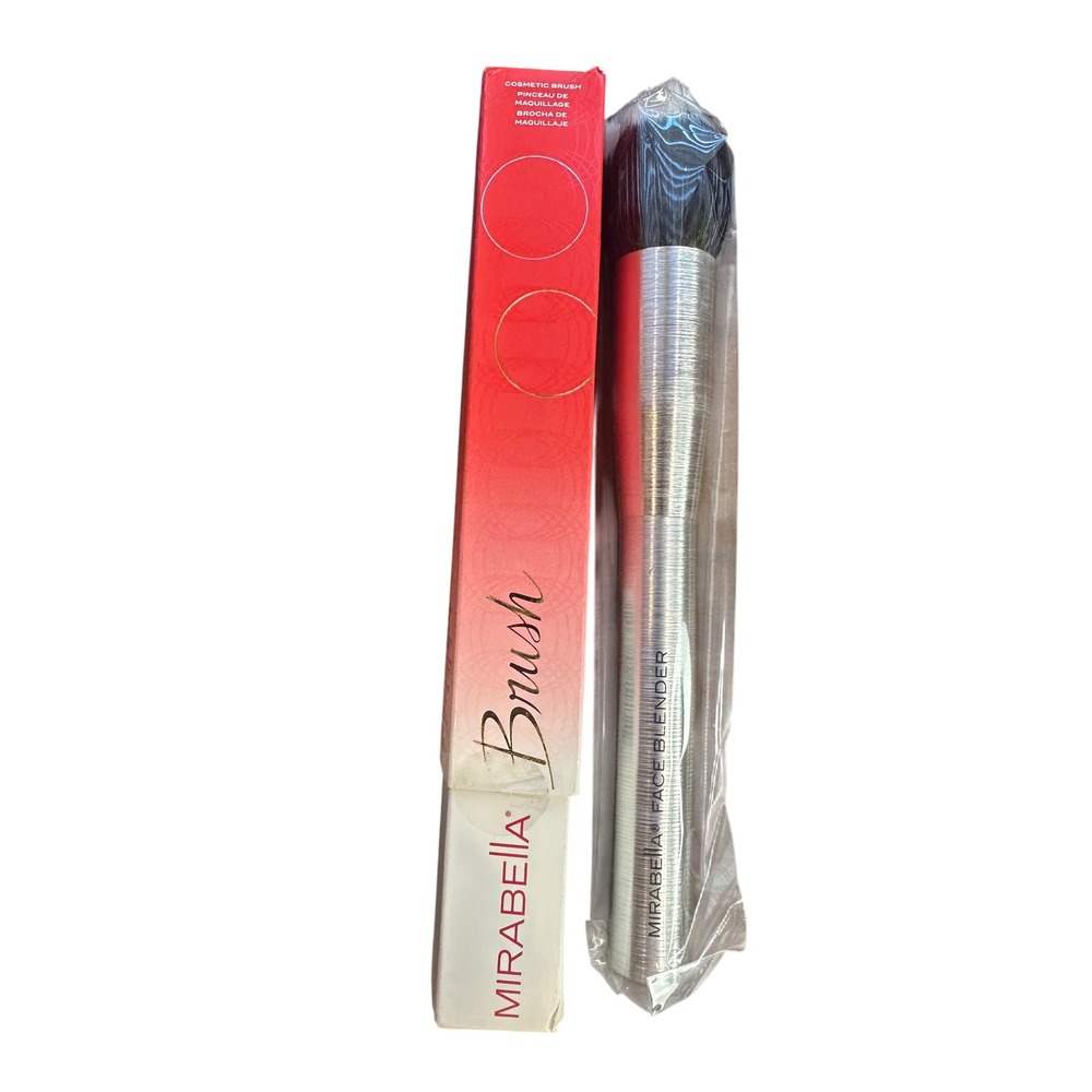 Mirabella Face Blender Makeup Brush Silver Textured Handle Synthetic Bristles